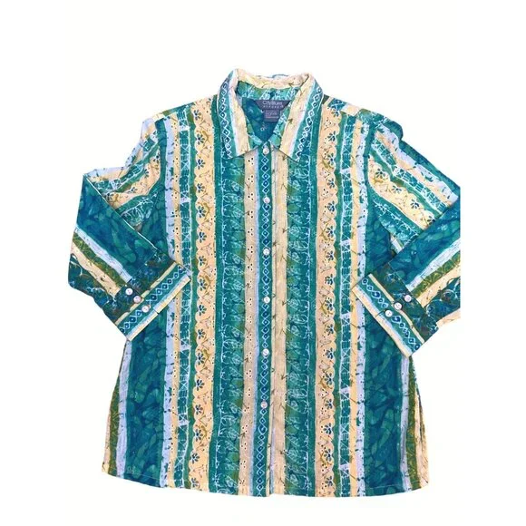 City Blues By Koret Womens Striped Button Up Shirt Size S All Cotton - Picture 8 of 10